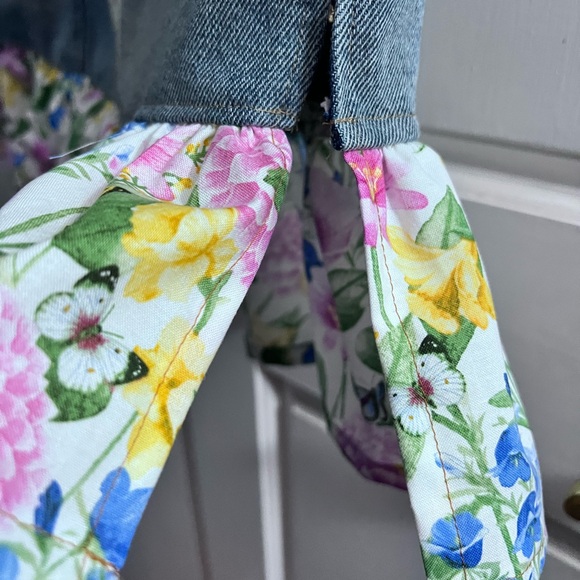 NWT Buffalo Denim Skirt Size 29 Upcycled Floral Ruffle Hem Patchwork - Picture 3 of 3